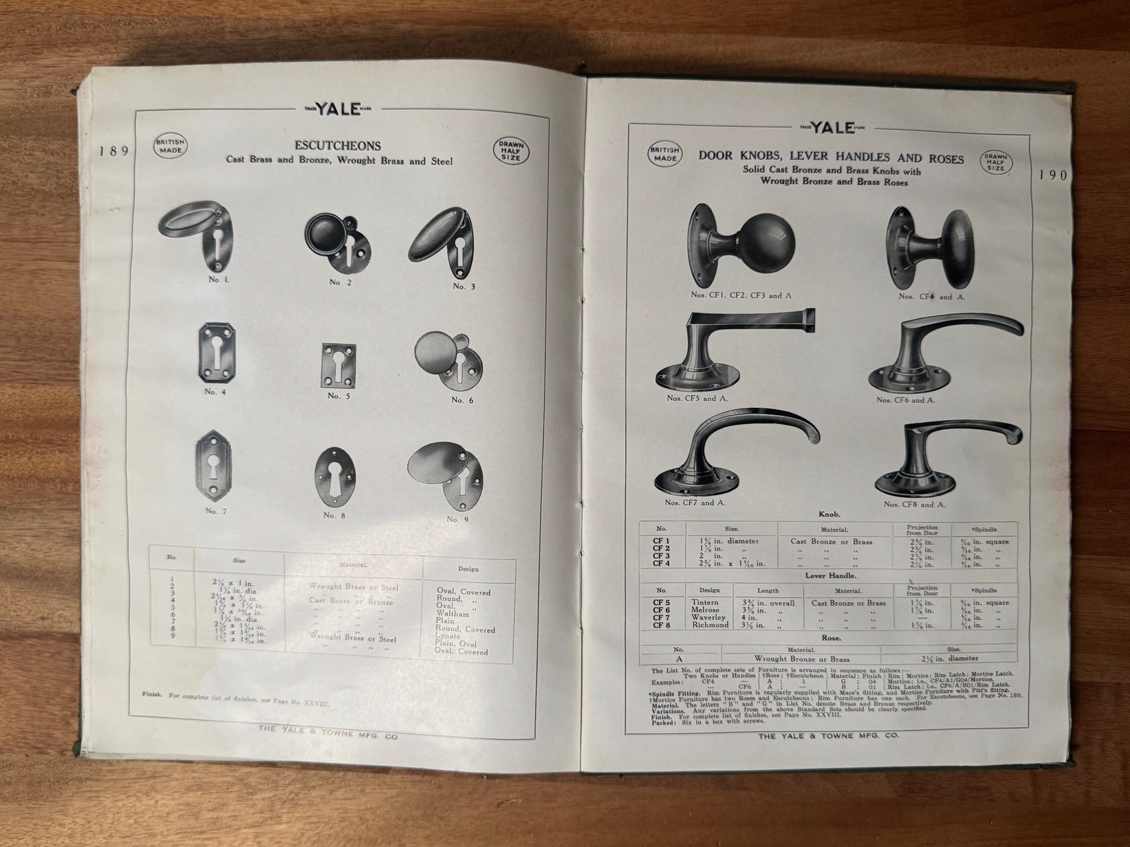 Vintage 1958 YALE & TOWNE England Catalogue Locks Padlocks Car Locks Rare