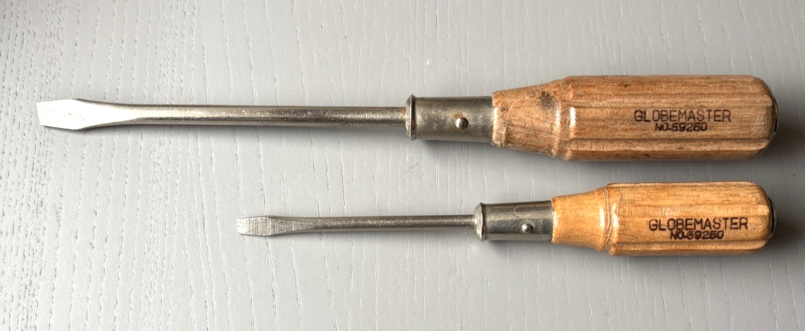 Vintage Globemaster Screwdriver Set #59250 & #59260 Wood Handle Striking Cap