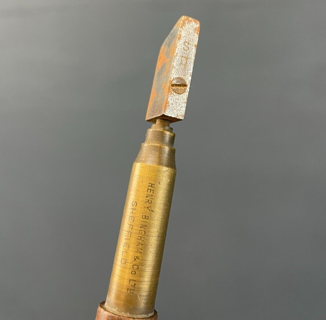 VINTAGE HENRY BINGHAM & CO LTD WOODEN BRASS GLASS CUTTER/ CUTTING TOOL