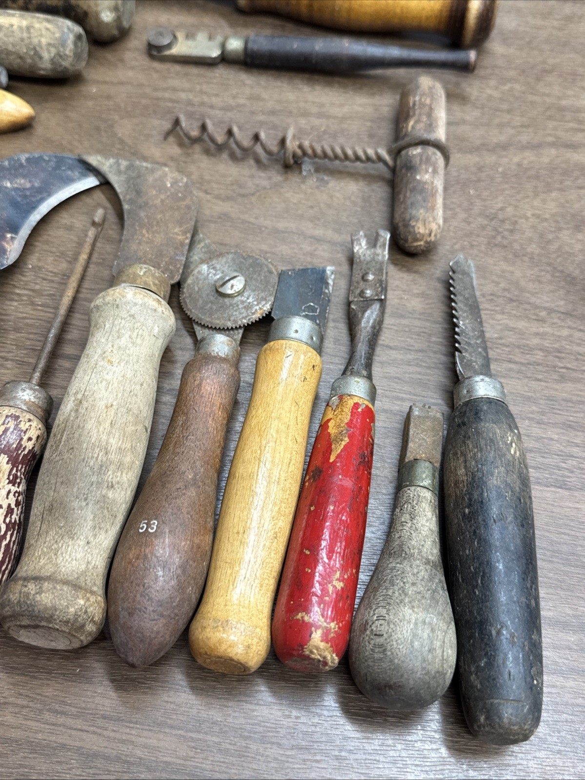Lot of Antique Vintage Wooden Handle Tools 31 Pieces