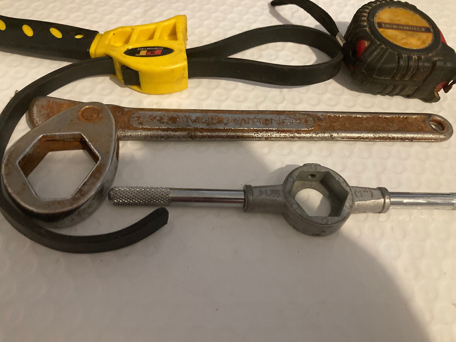Lot Of TOOLS AS SHOWN IN PICS WRENCH DIE TAPE MEASURE ROTOZIP TESTER