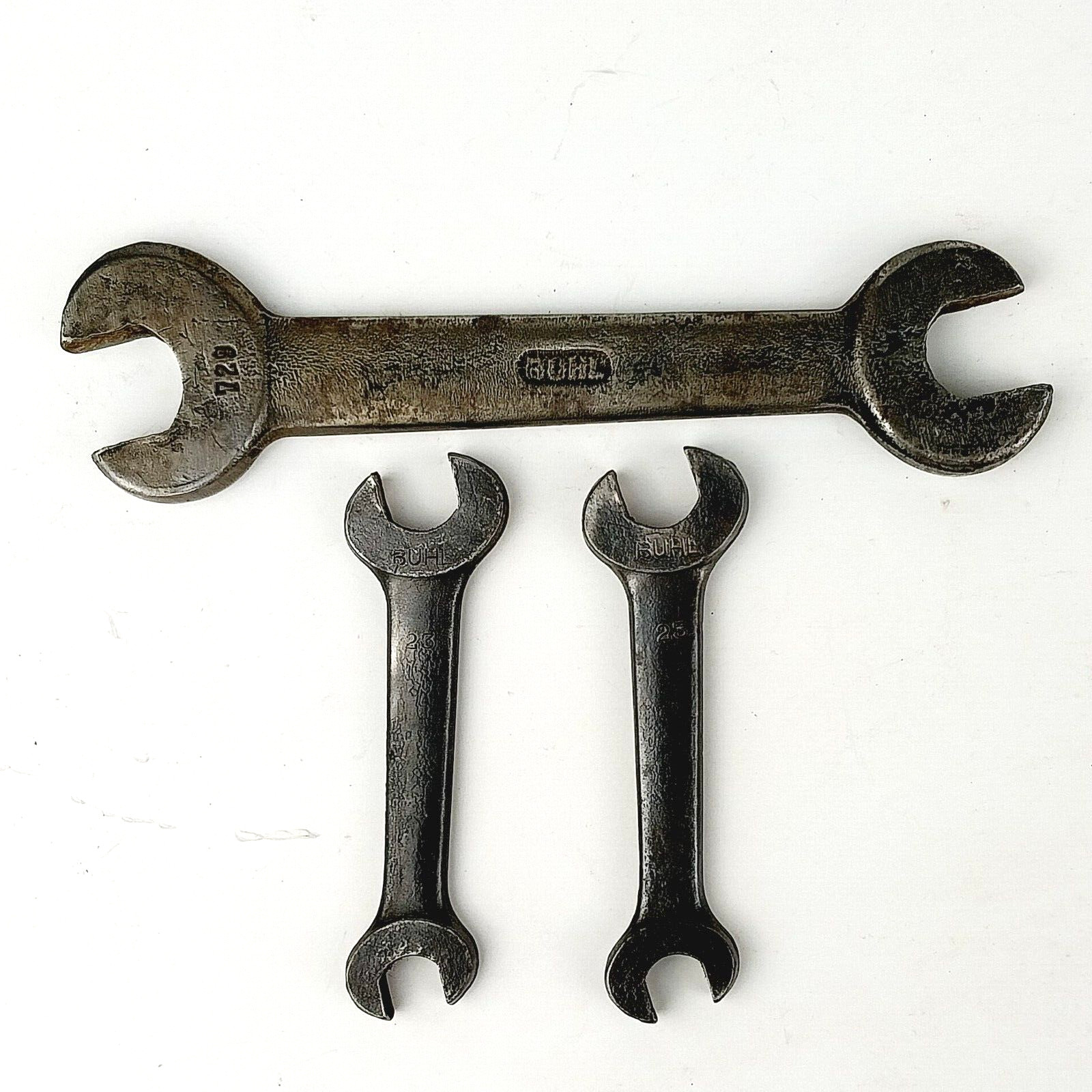 Vintage BUHL Lot of 3 Open End Wrenches 3/4” x 5/8” (1) and 1/2” x 3/8” (2) -USA