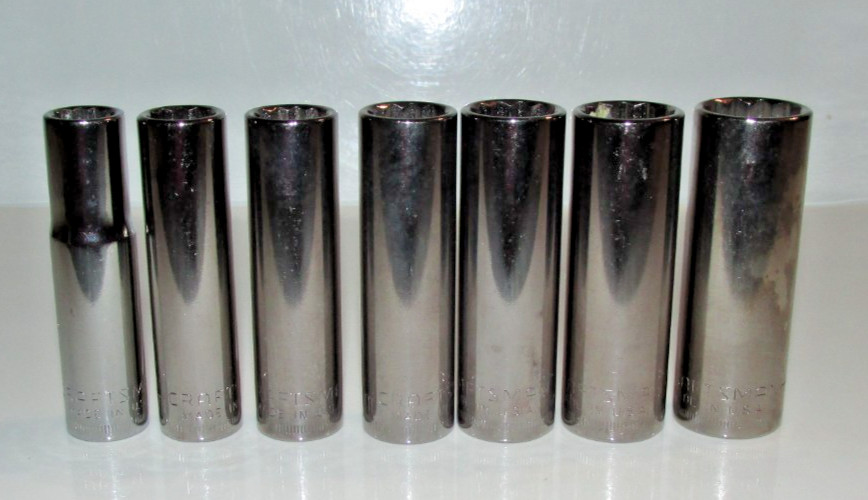 T #184 – Lot of 7 Craftsman Metric sockets, 3/8″ Drive, 16mm to 10mm, see desc.