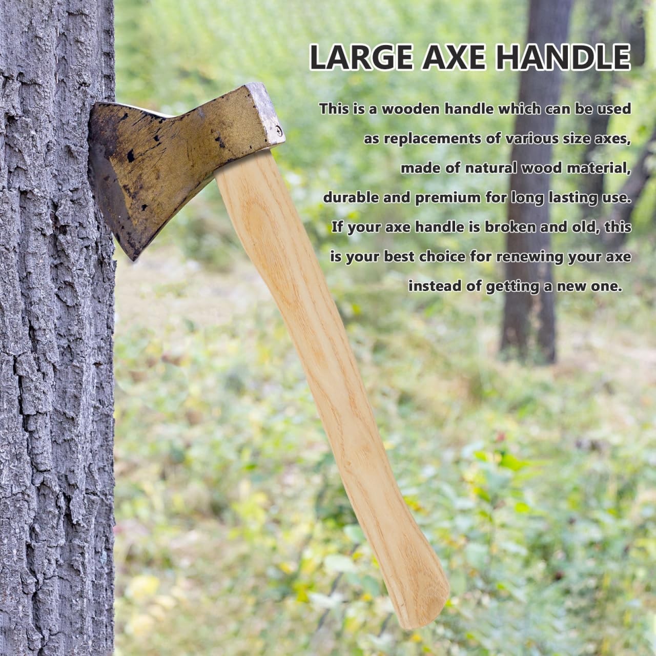 10 Pcs Camping Hatchet Replacement Handle – 14.9 Inch Hickory Wood, Outdoor Gear
