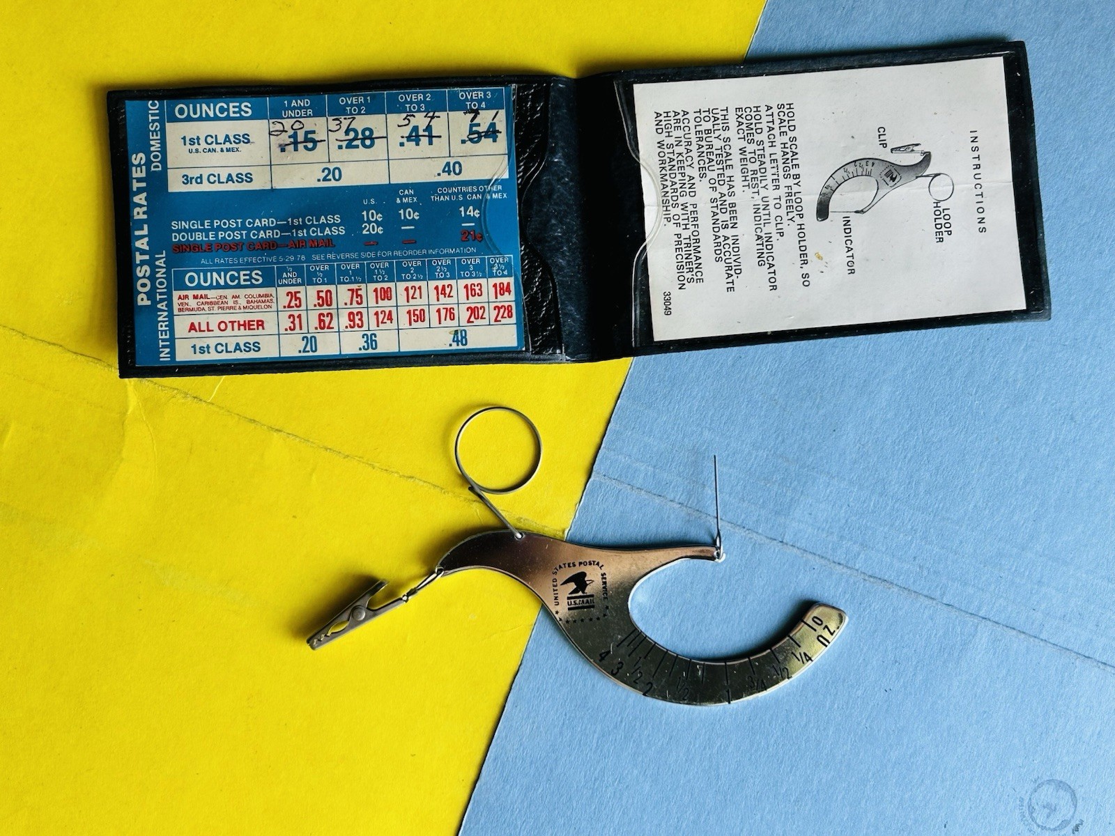 Vintage UNITED STATES POSTAL SERVICE HANDHELD METAL SCALE with CASE Original