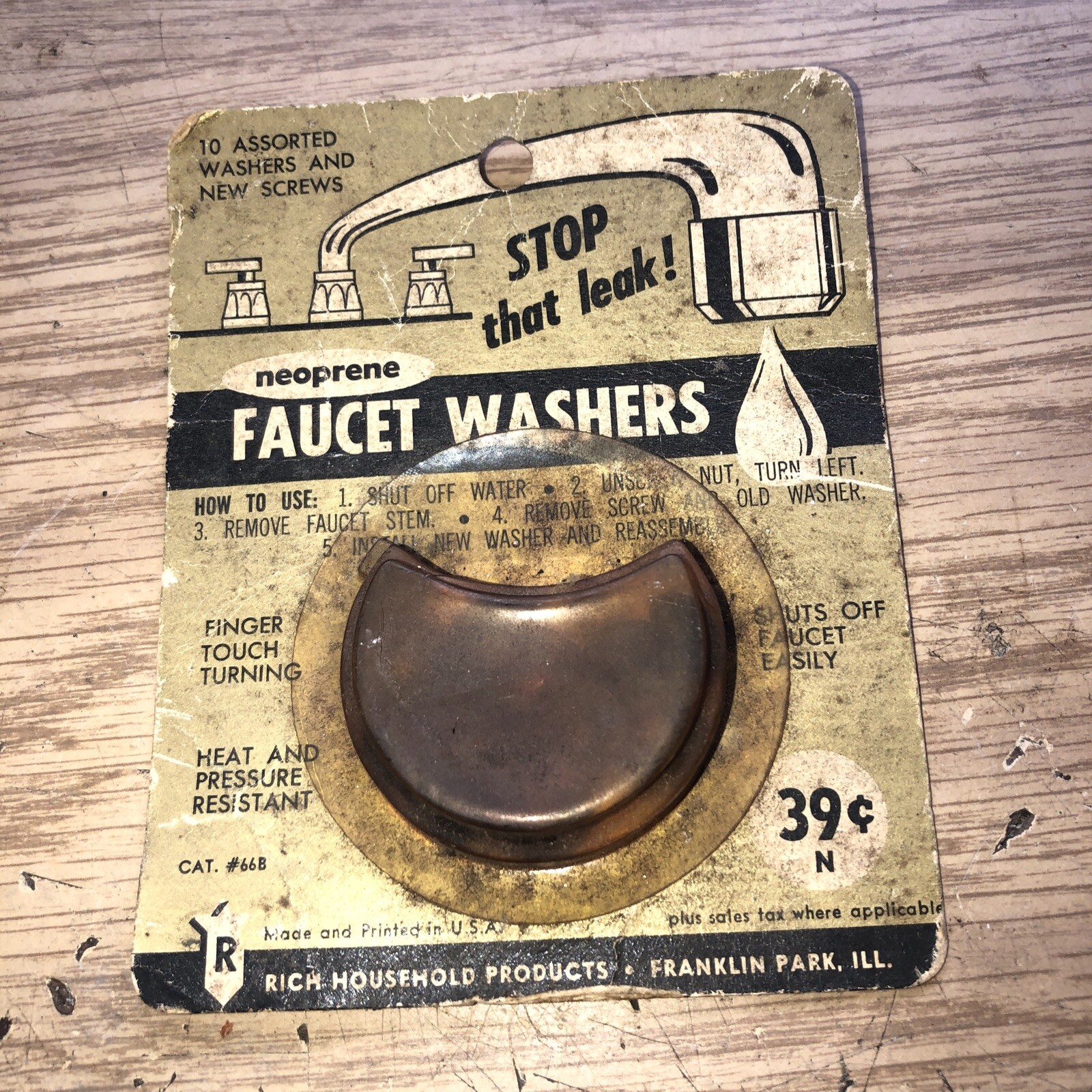 Vintage Pkg. Rich Household Products Neoprene Rubber Faucet Washers 10 Assorted