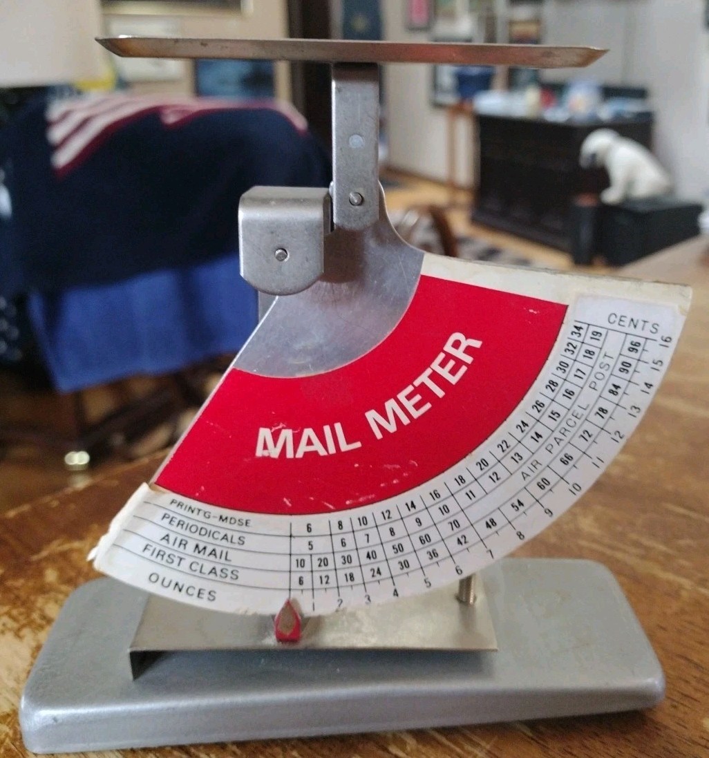 Vtg 60s Postal Scale Weighing Mail MCM Japan Decor Collector Architectural MOD