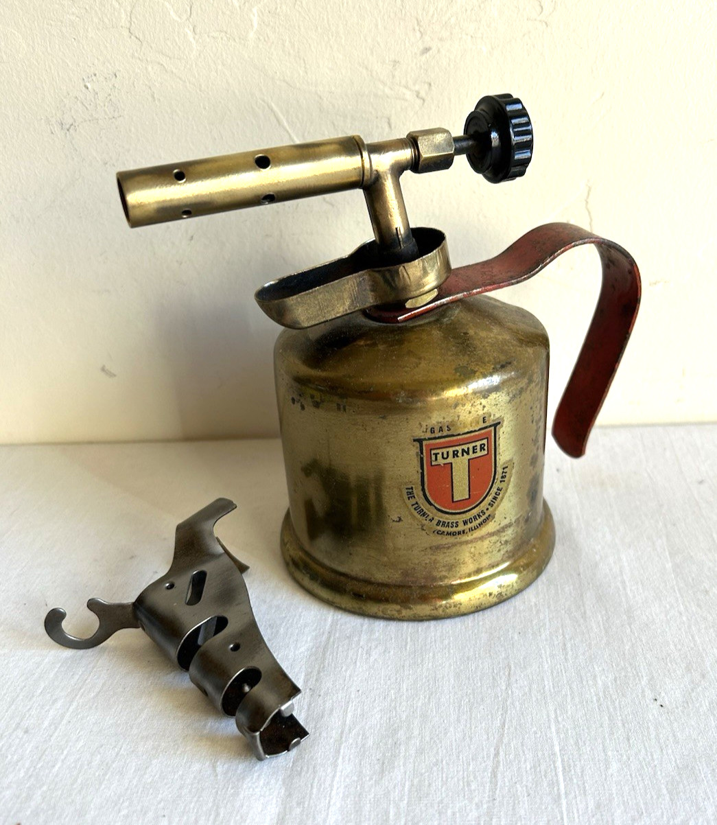Vtg Turner Brass Works #60 Gasoline 1/2 pint Brass Blowtorch