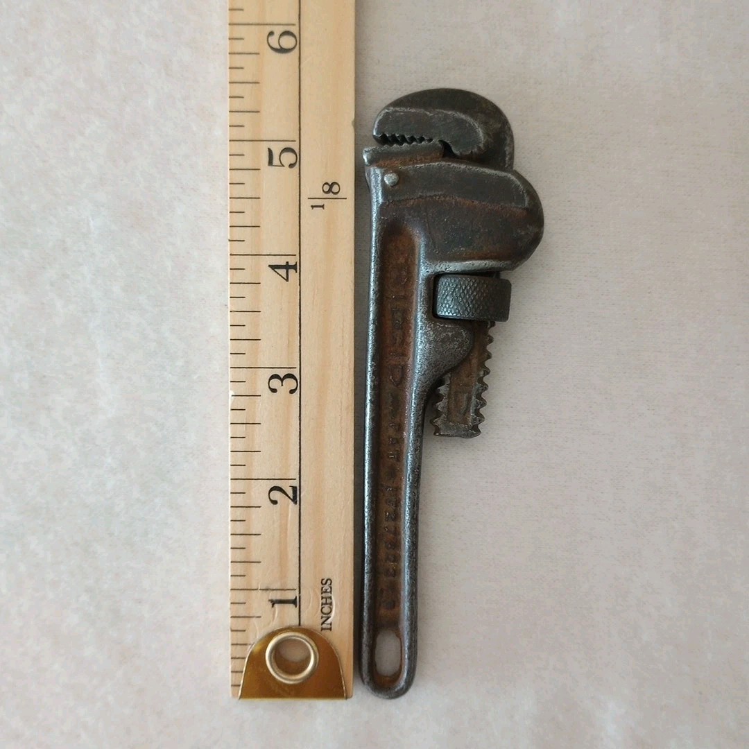 Vintage USA Ridgid Small Pipe Monkey Wrench Serrated Jaw Small Adjustable Ridged