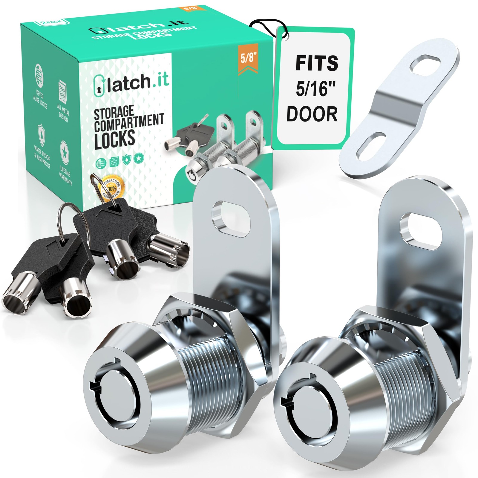 2 PCS 5/8 Inch RV Storage Cabinet Drawer Cam Lock Keyed Alike Metal Box