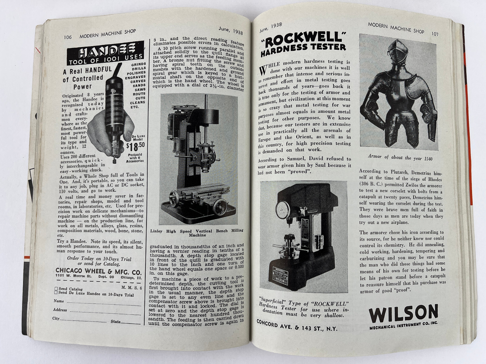 1935 Modern Machine Shop Magazine Machinist Tools Advertising Machine Tool Show