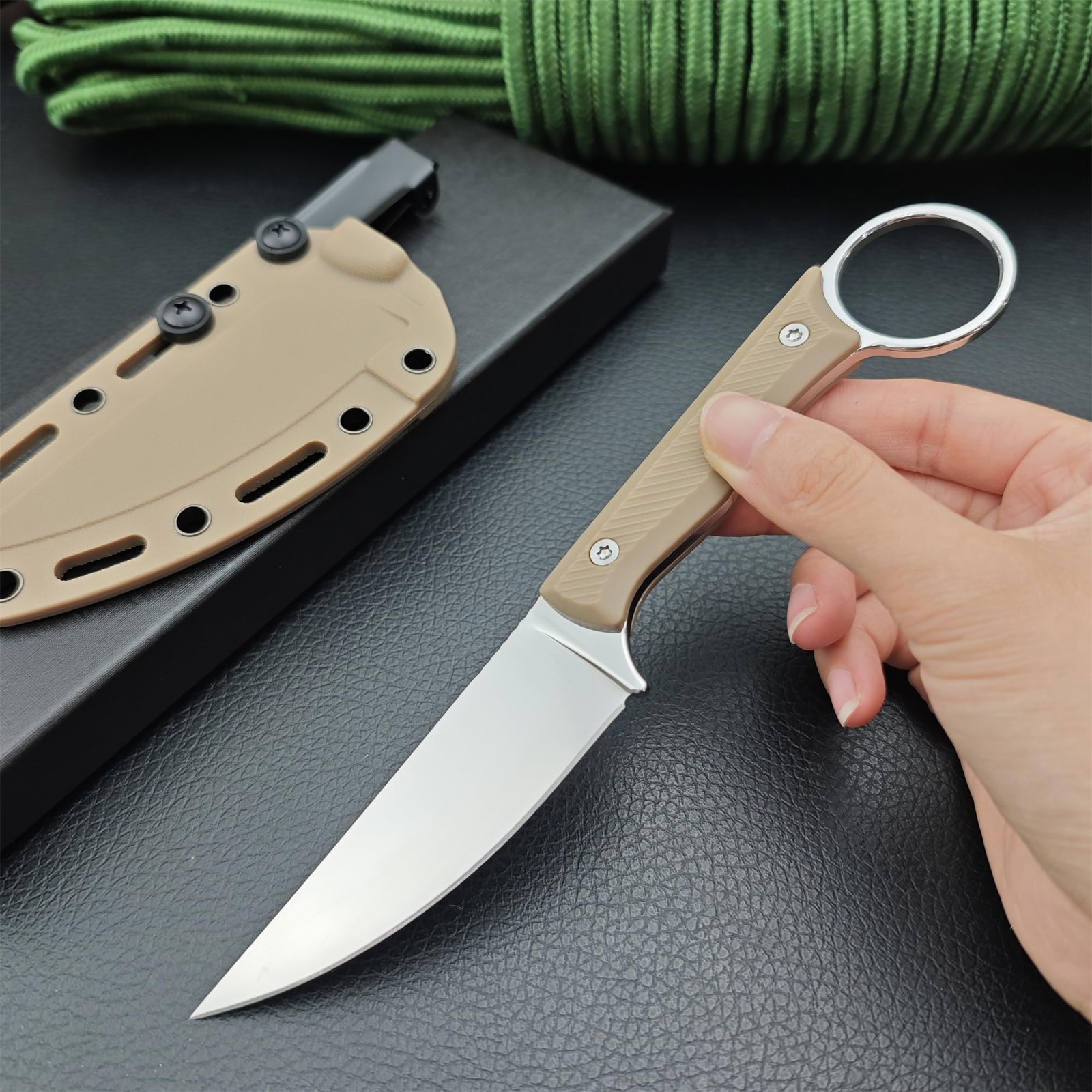 7.8 Inches Outdoor Full Tang Fixed Blade Knife, 8Cr13Mov Mirror Polish Blade,…