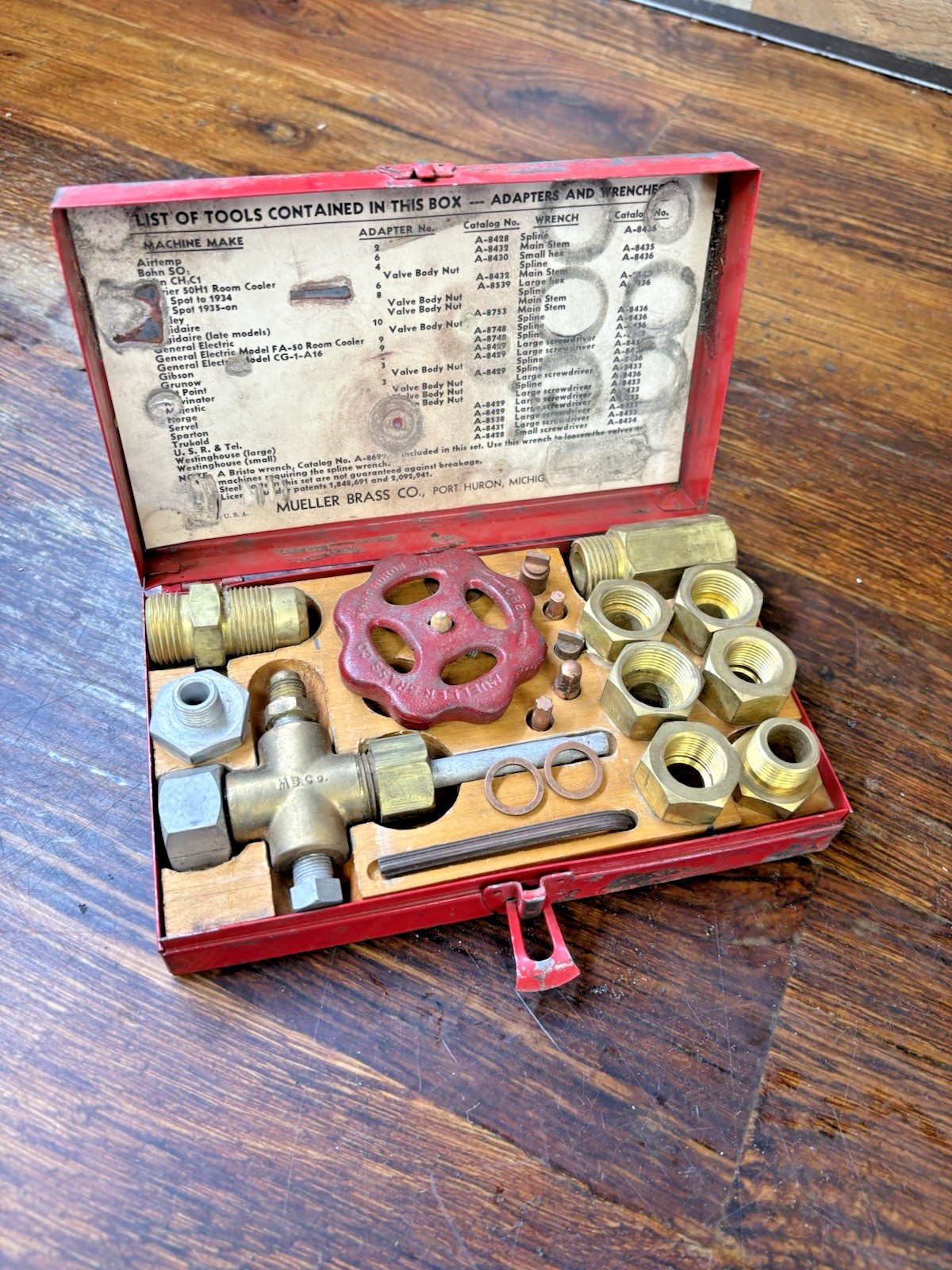 Vintage 1940’s Mueller Brass Charging Purging Refrigeration Valve Kit USA