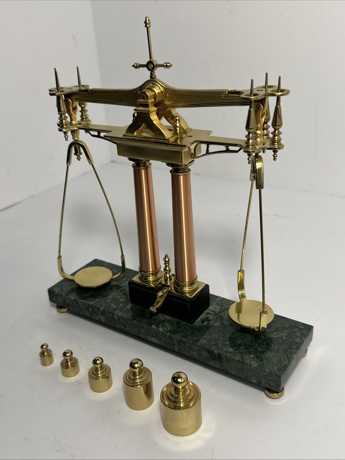 Franklin Mint 150th Anniversary California Gold Rush Brass Balance Scale Weights