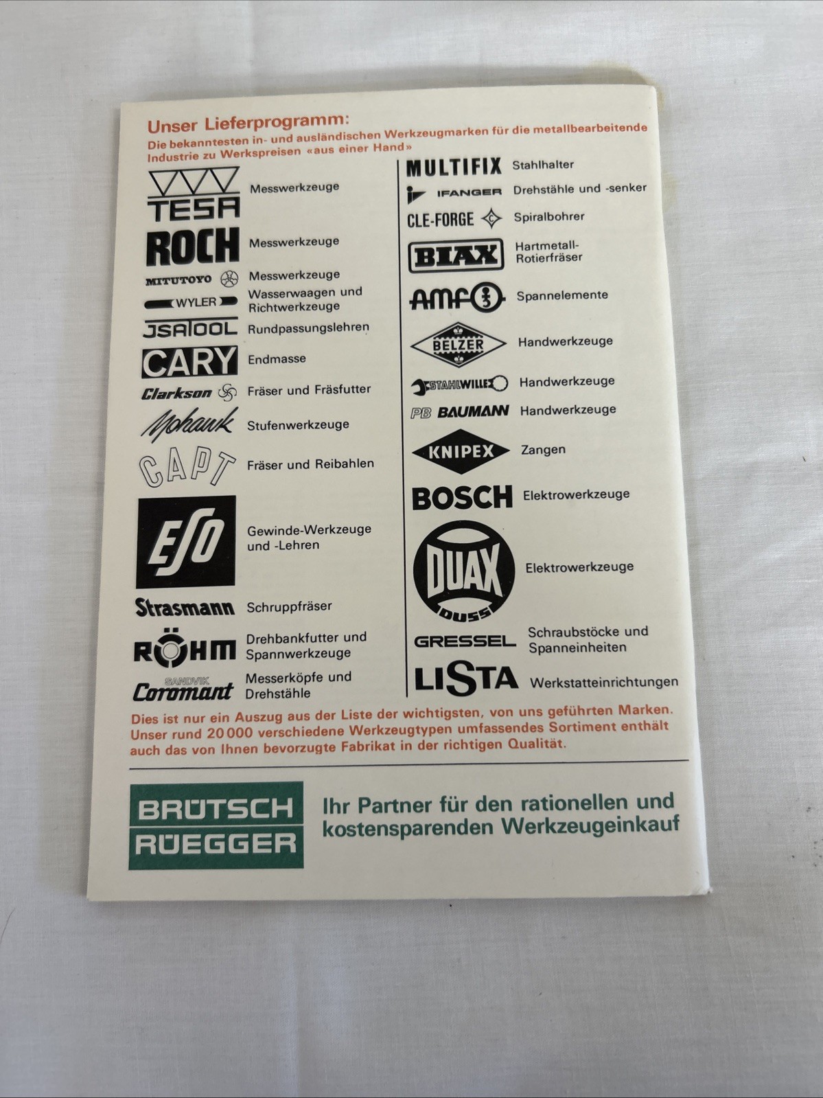 Vintage Brotsch Roegger tools/machinery catalog & Hardcover Book from 1976/81