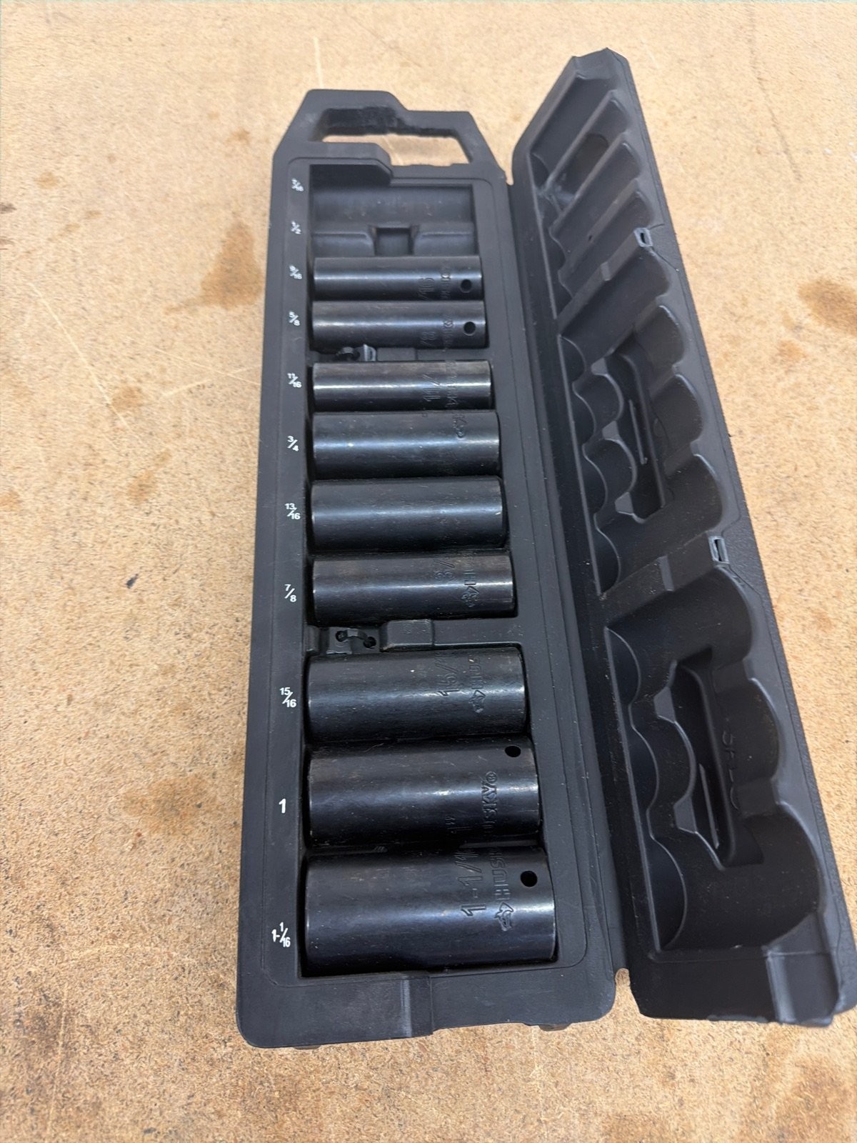 Husky 1/2″ Drive SAE 6-Point Deep Impact Socket Set 11-Piece with Case MISSING