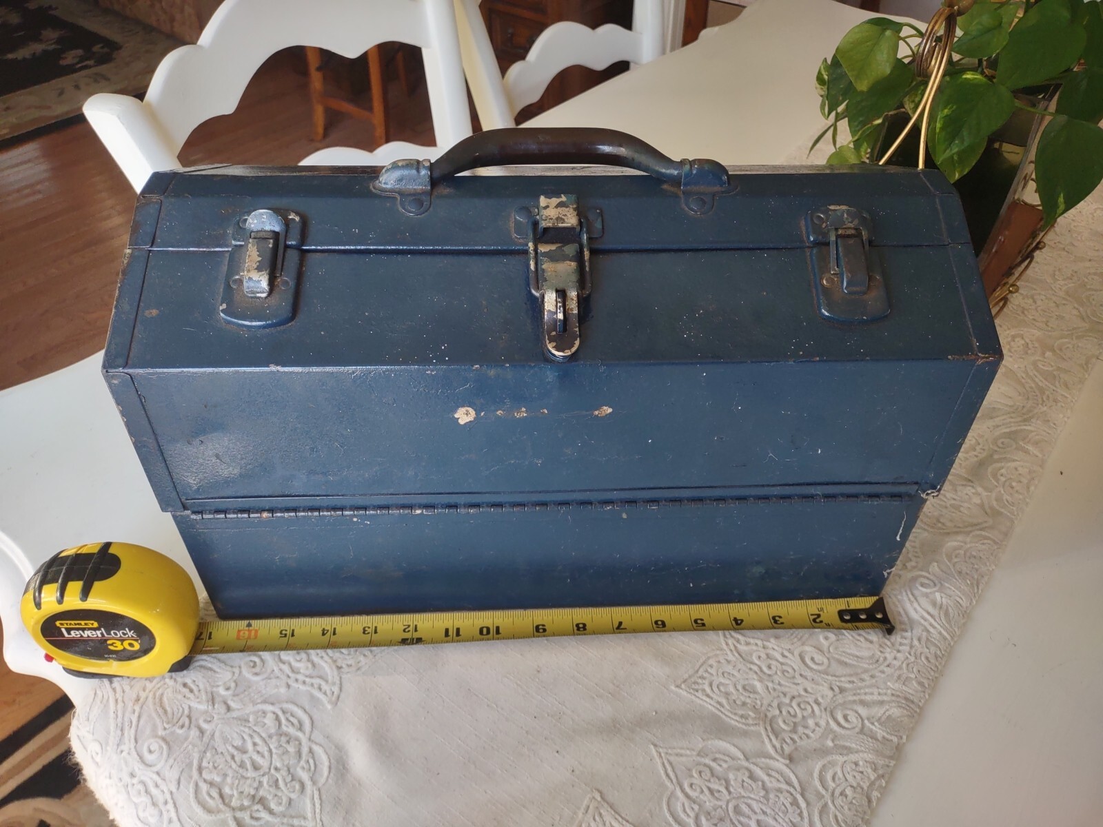 Kennedy Tool Box Large Metal Cantilever Tombstone Coffin Hip Roof Fold Out