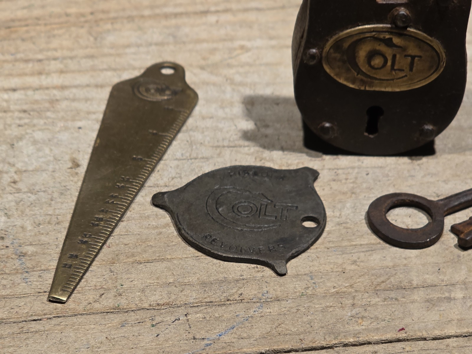 Vintage Antique Style Iron Colt Padlock Bore Gage & Screwdriver Lot