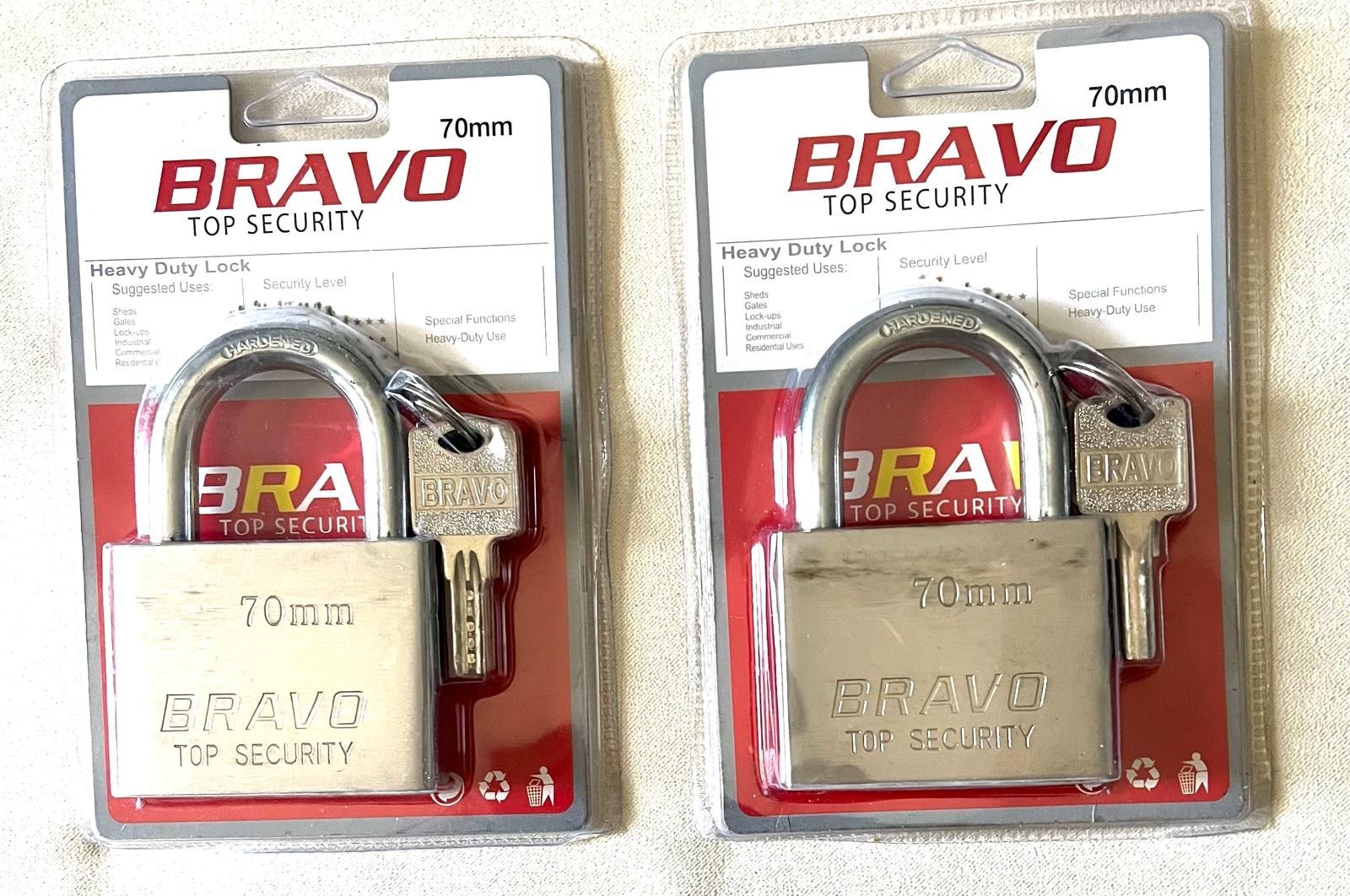 2 PACK Bravo Heavy Duty Padlock with keys 70 mm House, Warehouse A+++ M-4