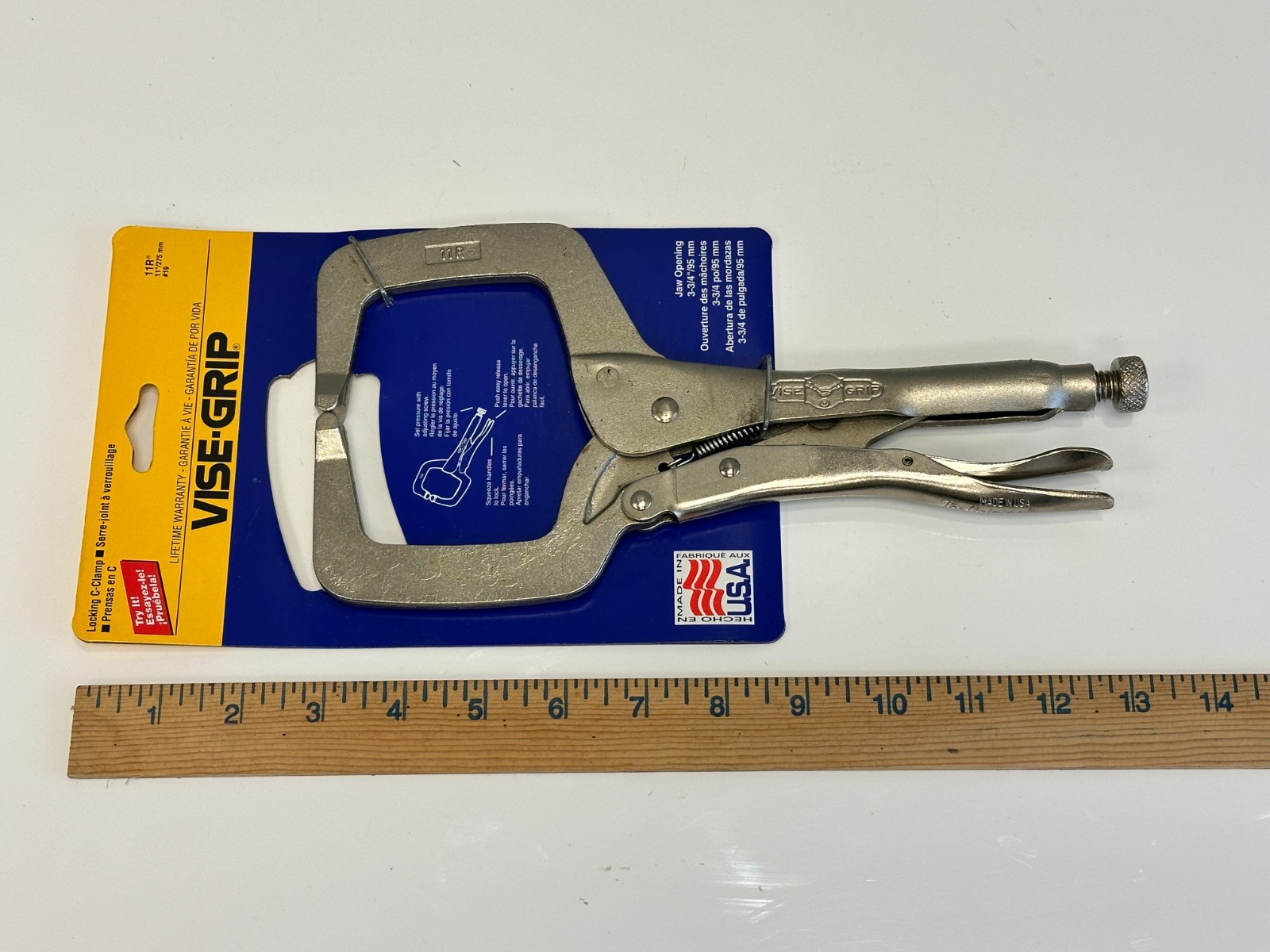 NEW Vise Grip USA MADE 11R C-Clamp Locking Pliers with Original Backing, NOS
