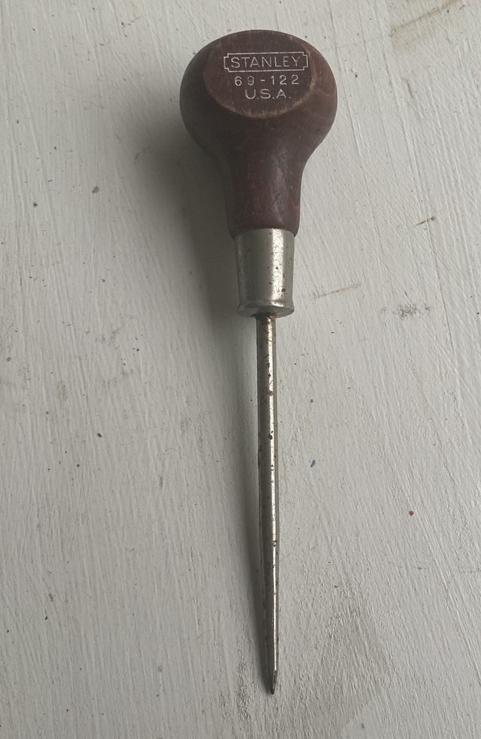 Vintage Stanley No. 61-122 Scratch Awl Wooden Handle Made In U.S.A. Hole Punch