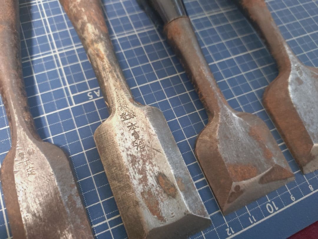 Lot of 11 Vintage Japanese Oire Nomi Chisels Full Set 3mm-41.5mm Iemoto