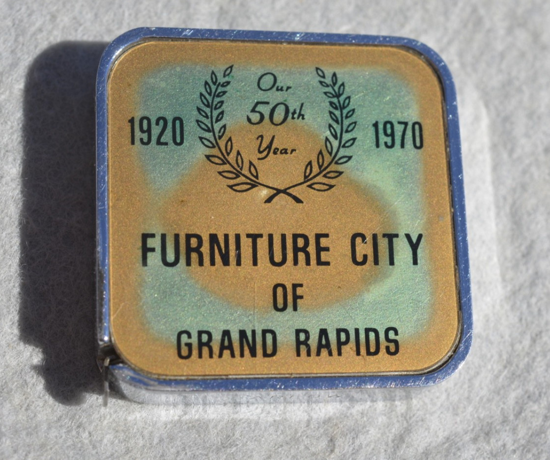 Vtg 1970 Barlow tape measure 50th Year FURNITURE CITY of GRAND RAPIDS MINTY $13