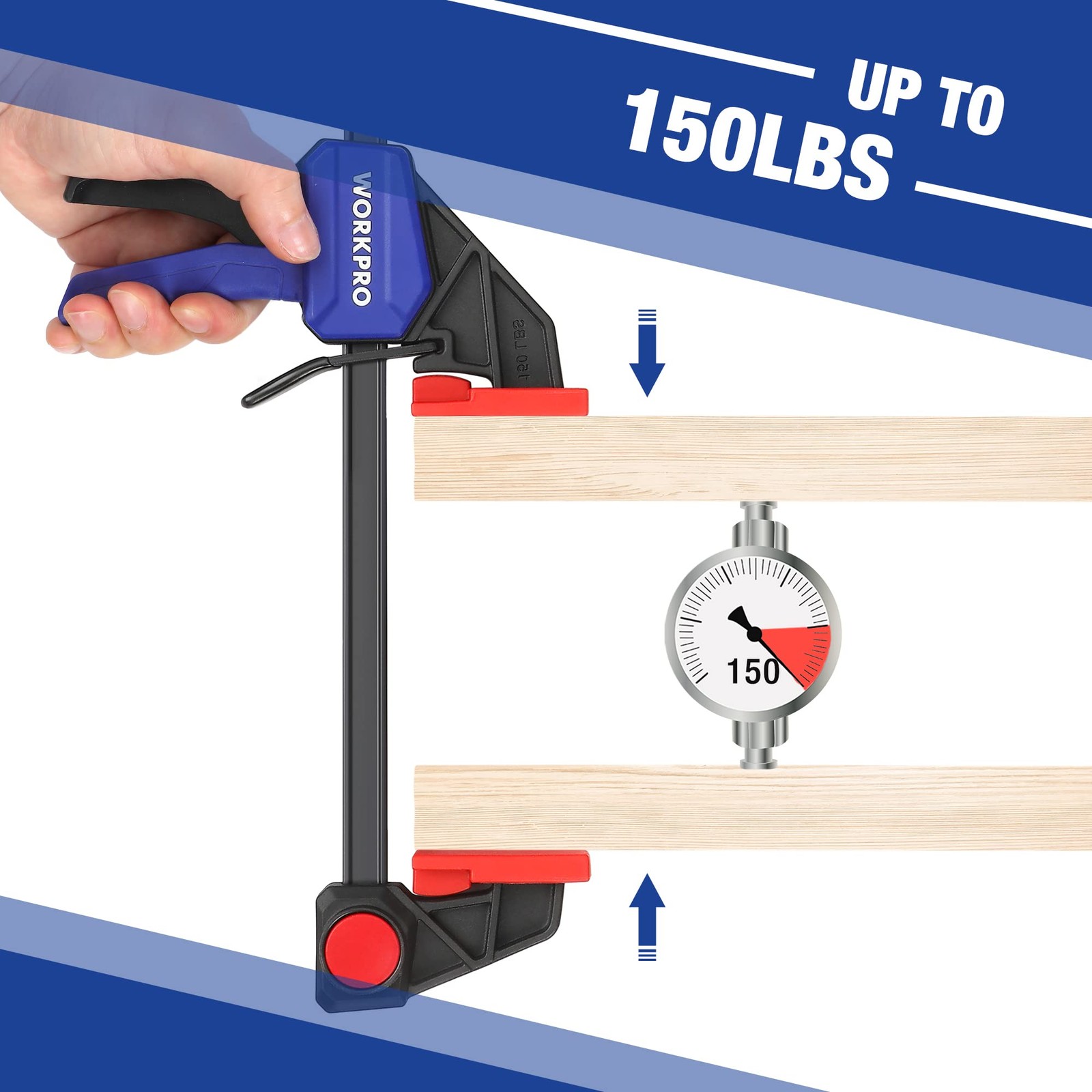 WORKPRO Bar Clamps for Woodworking, 6-Pack 6″ and 12″ Clamps, Blue
