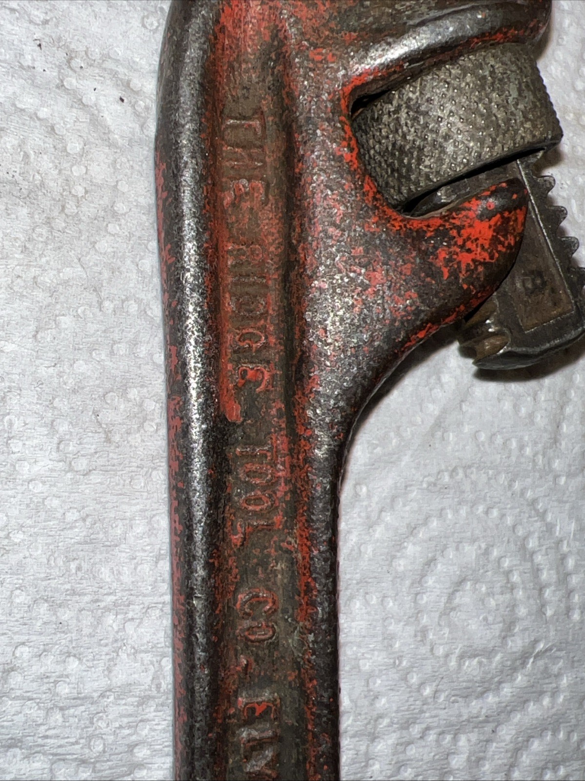 VINTAGE RIDGID THE RIDGE TOOL Co. E8 8″ OFFSET PIPE WRENCH MADE in USA