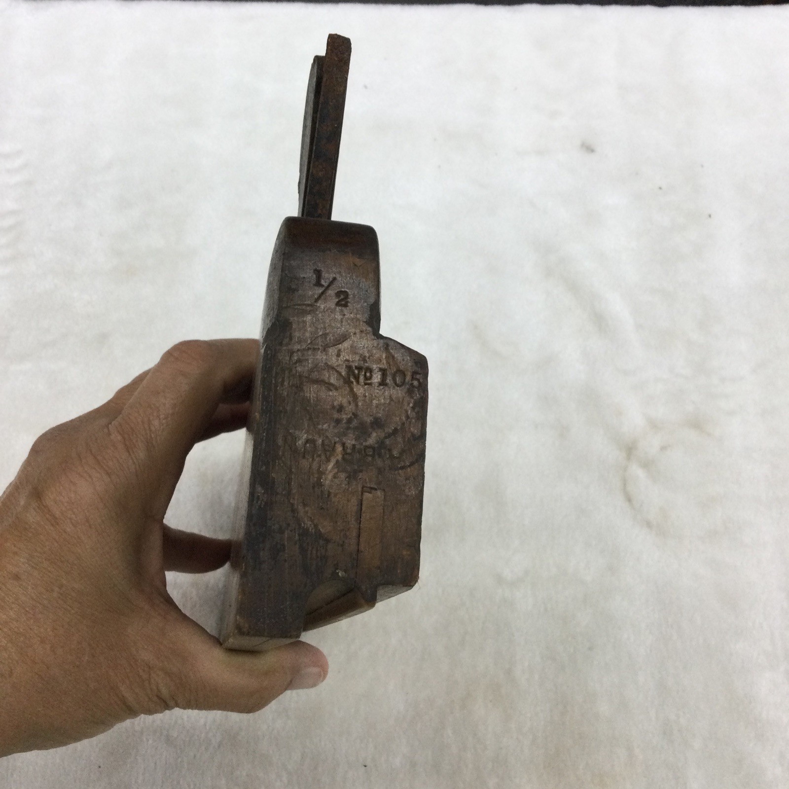Antique Auburn Tool Co. A. BRAUN Wood Molding Plane, 1/2 No. 105, Auburn, NY, #9