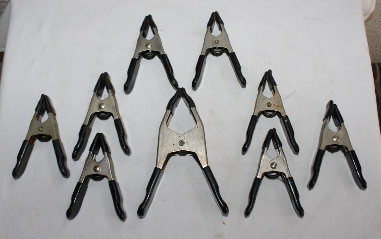 Lot of 9 Craftsman Spring Clamps Metal Rubber 1″ (8) & 2″ (1)