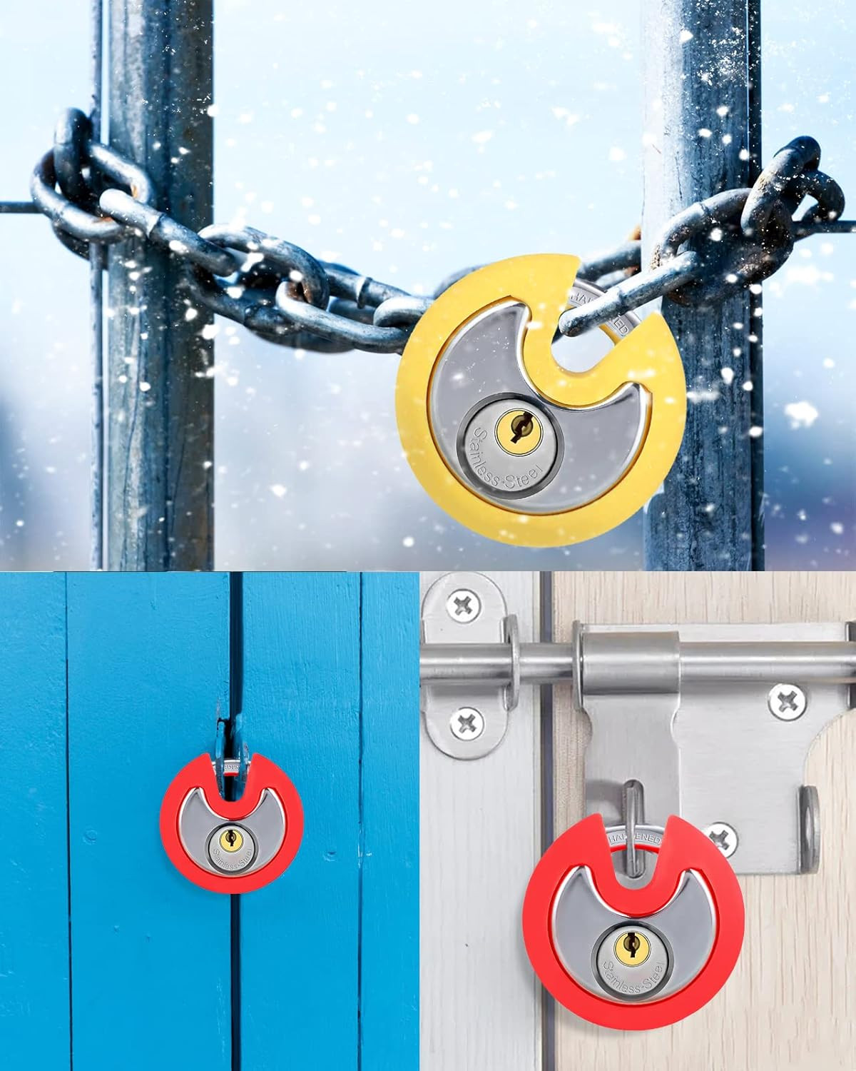 Disc Storage Lock for Storage Unit, Outdoor Waterproof round Padlock, Heavy Duty
