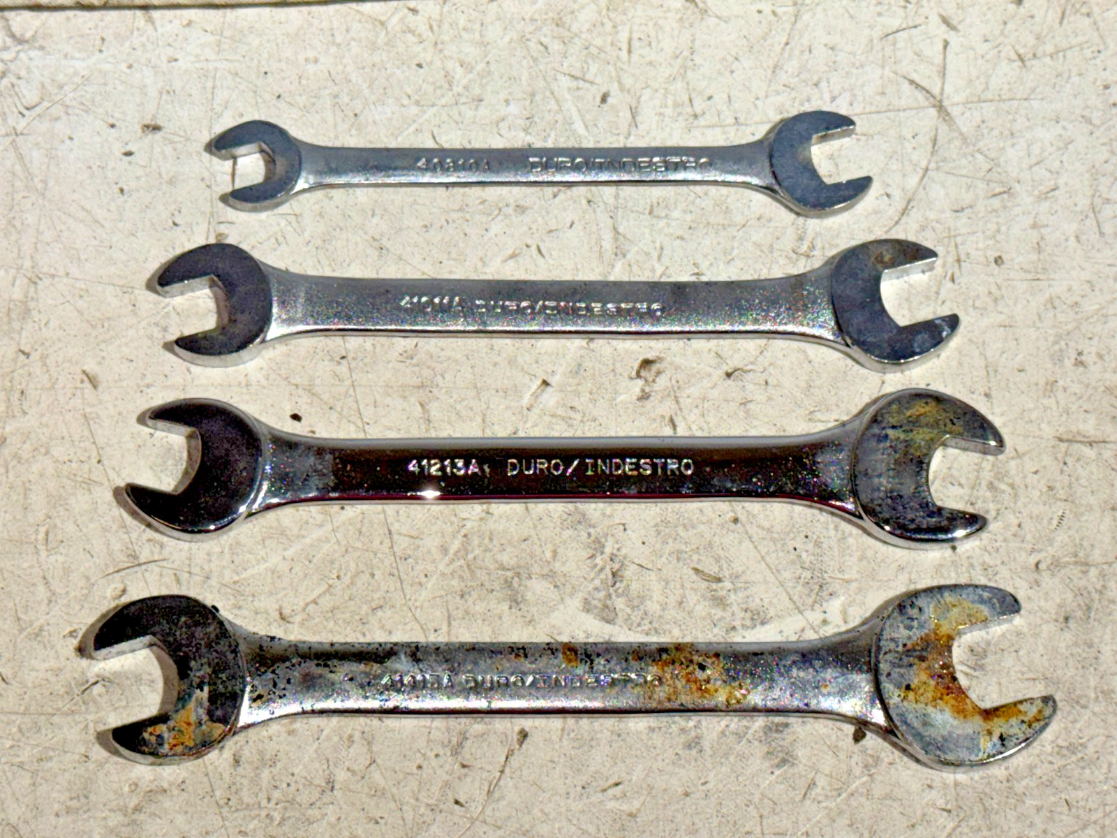 Vintage Duro/Indestro Chrome Metric Open End Wrench Set #84300 – 10 Piece 8-32mm