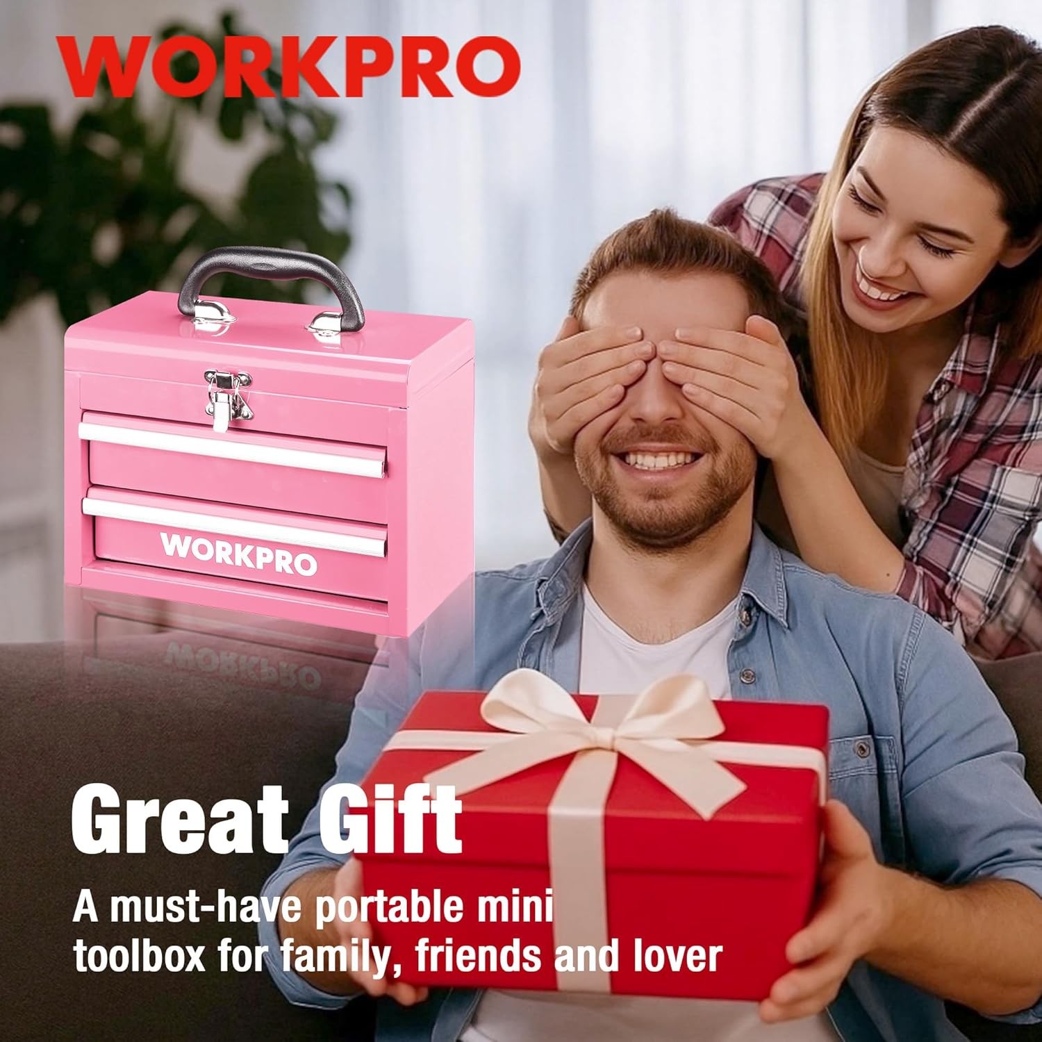 WORKPRO Portable Mini Metal Tool Chest Tool Box 2 Drawers Ball Bearing Slide NEW