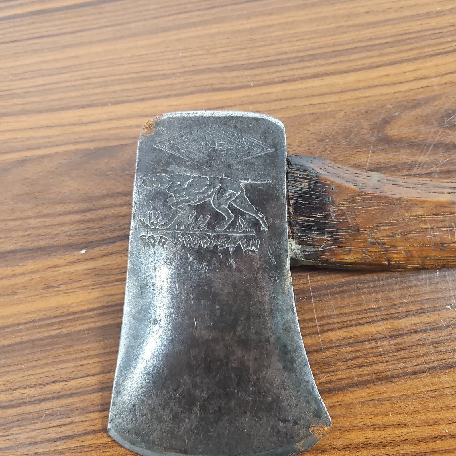 Shapleigh Hardware Diamond Edge For Sportsmen Hatchet Axe Pointer Dog Embossed