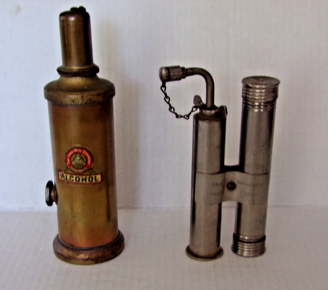 Vintage Lot of 2 Lenk Mfg. Co. Alcohol Torches w/Label Complete No Dents