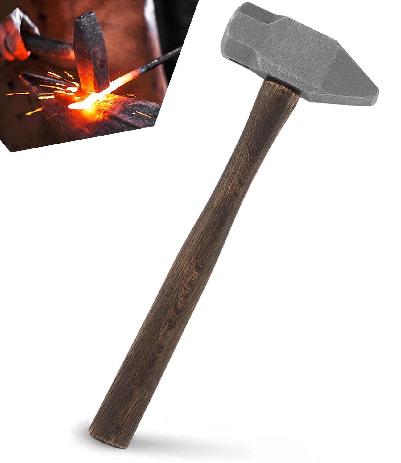 4LB Handmade Forge Hammer for Farrier, Knife Maker, Blacksmithing Tool