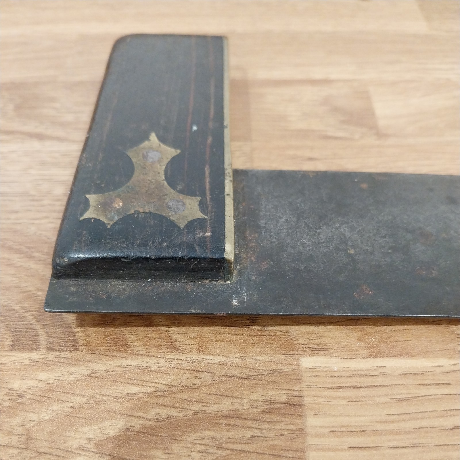 Vintage rosewood & brass carpenter try-square Corner Just Over 15cm Wide X 11cm
