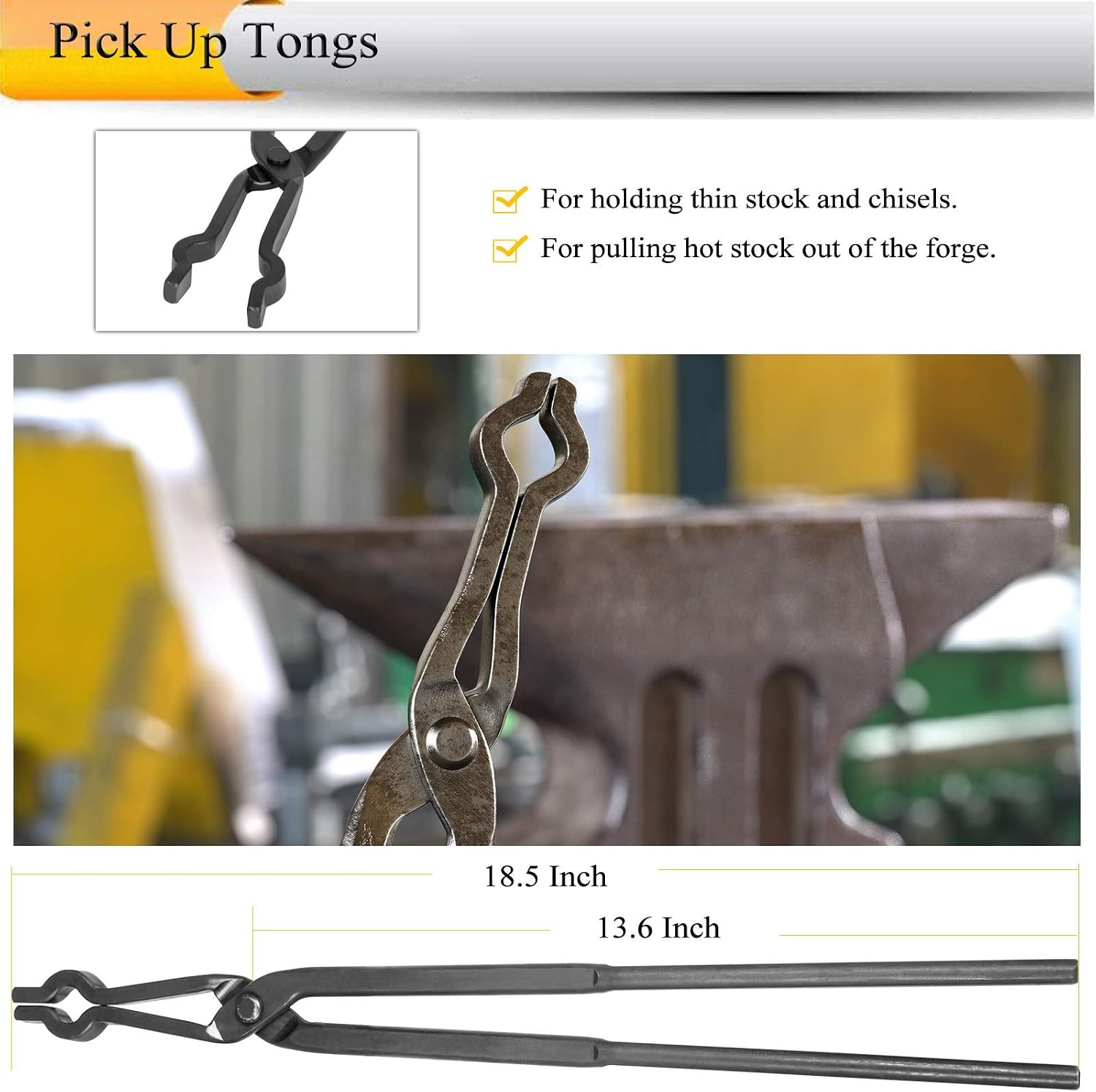 Beginner Blacksmith Tongs Blacksmith Forge Tong Tools Set 3/8 1/2 5/8 V-Bit Tong
