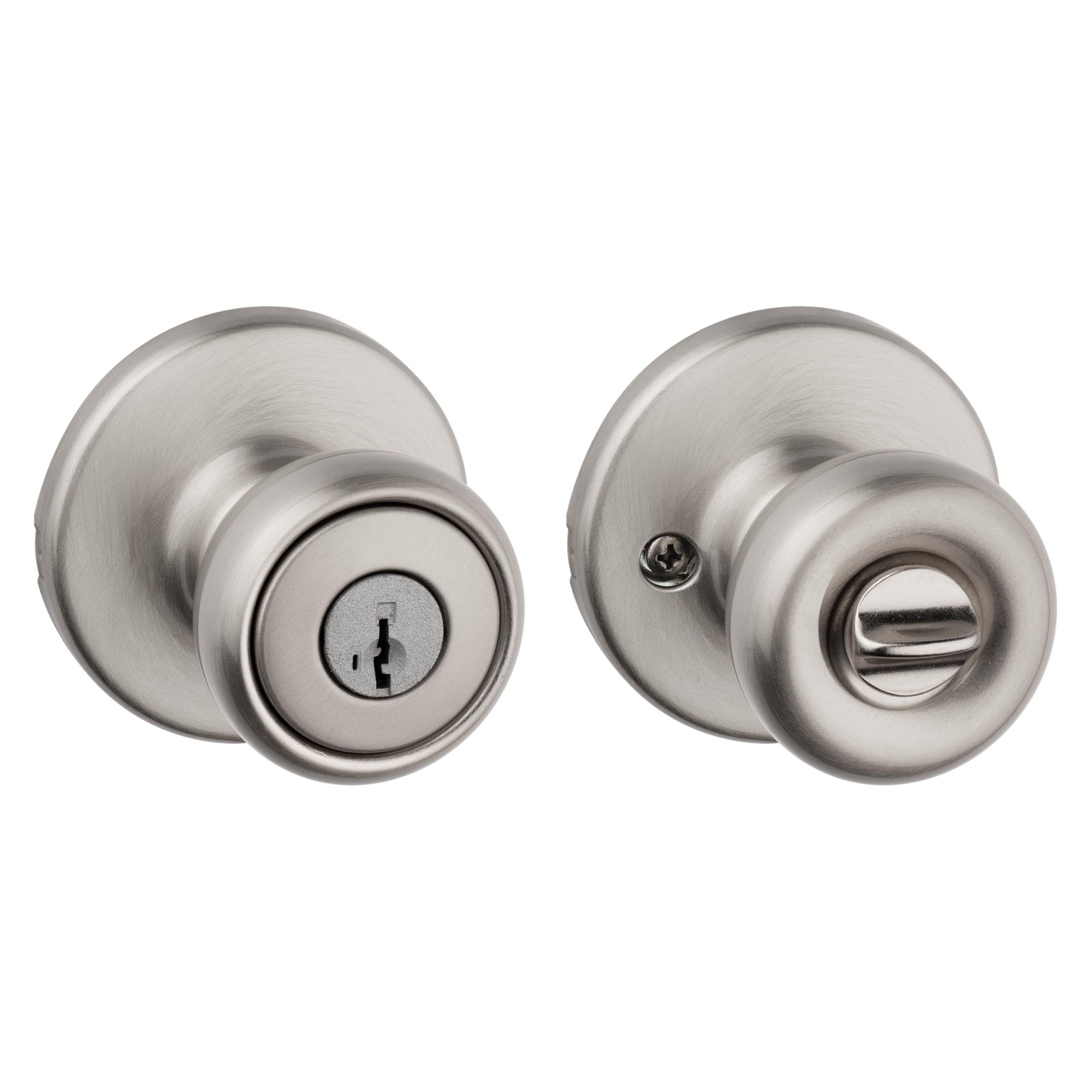 Kwikset Tylo Entry Door Knob with Lock and Key, Secure 1 Pack, Satin Nickel