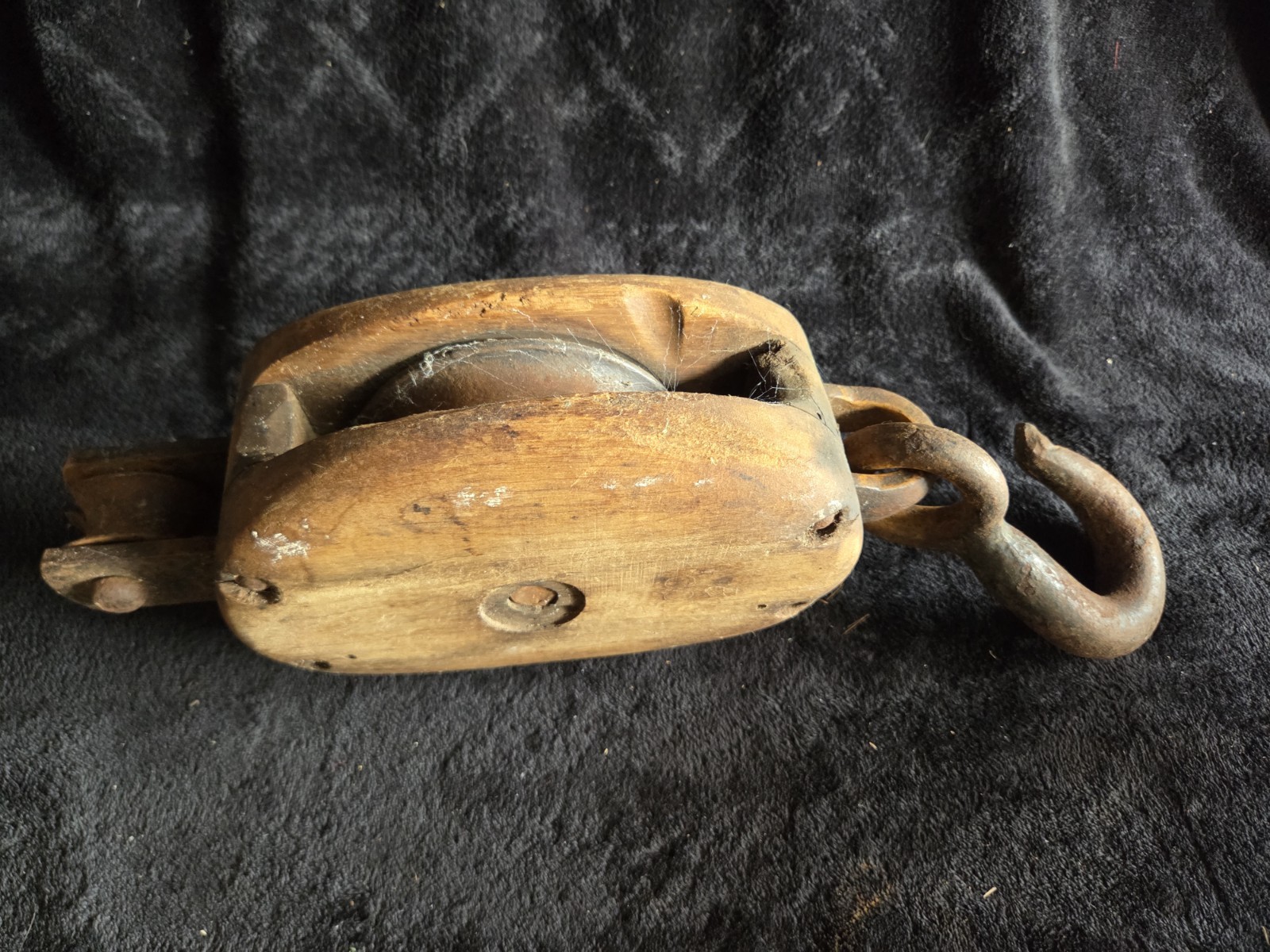 Vintage Antique Wood Steel Pulley – Barn Industrial Primitive Rustic Decor HUGE