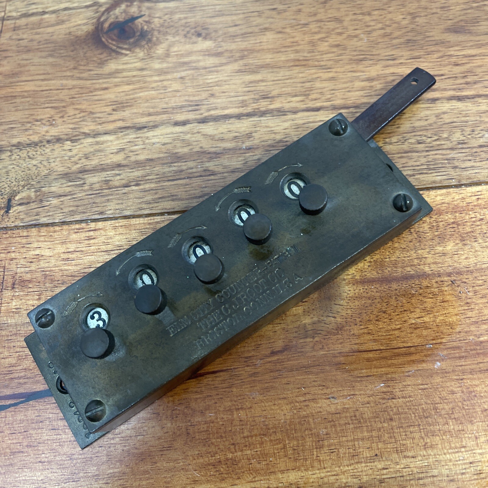 Vintage Brass Elm City Counter Veeder-Root Bristol, Conn. 5 digit – Works