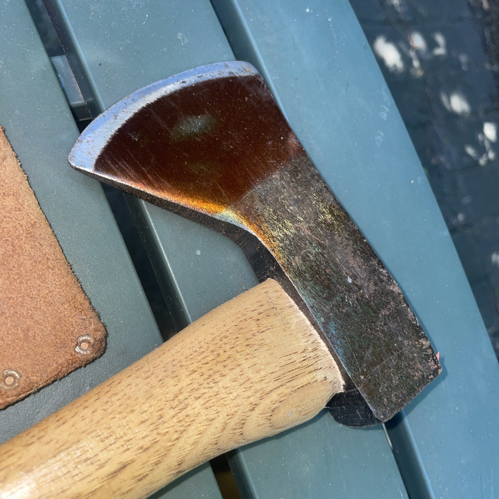 Vintage Norlund Hudson Bay Axe, Tomahawk Hatchet + Sheath, Native In Canoe