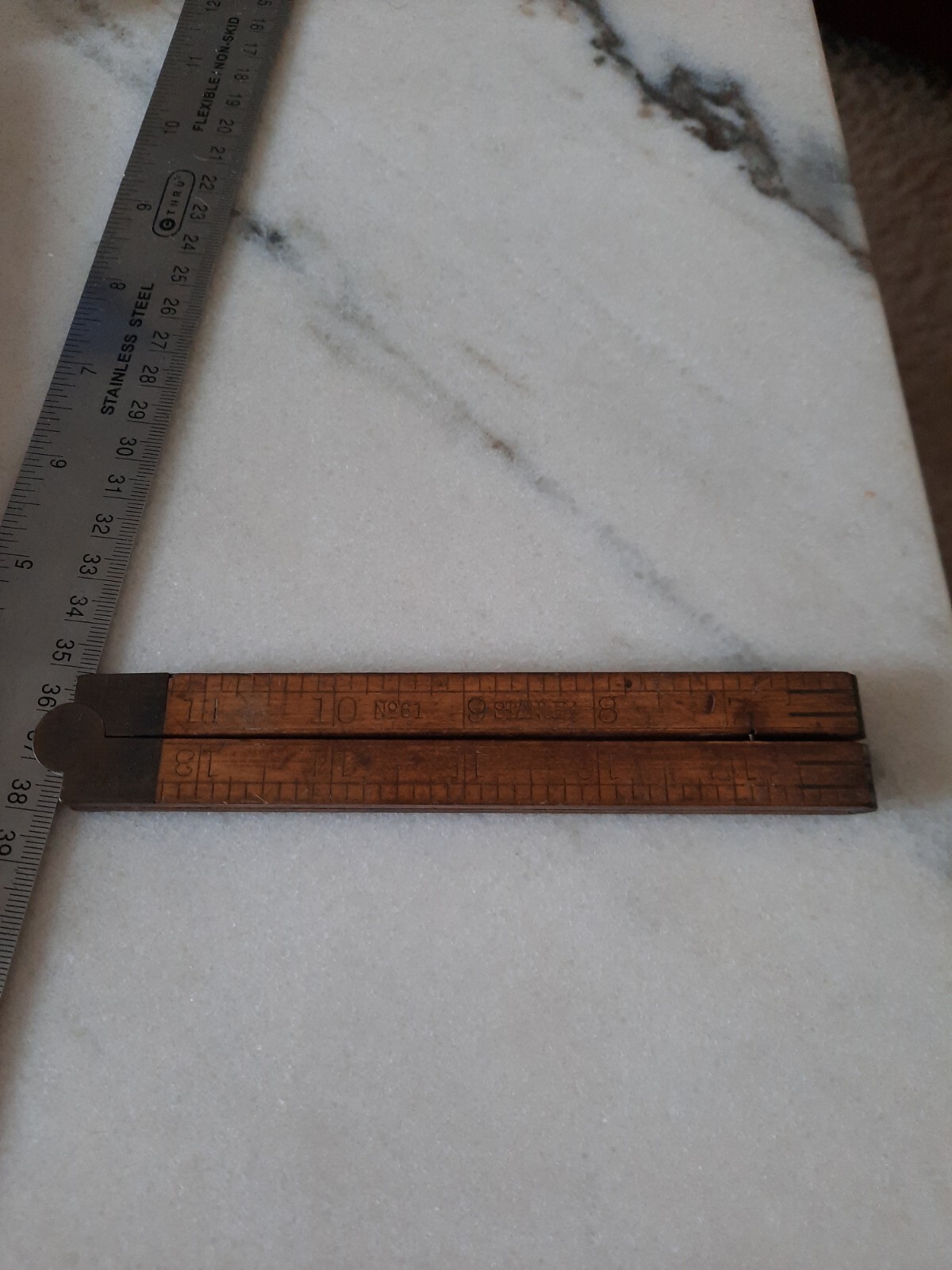 Vintage Stanley No. 61 Folding Boxwood Ruler 24 Inches Made In USA