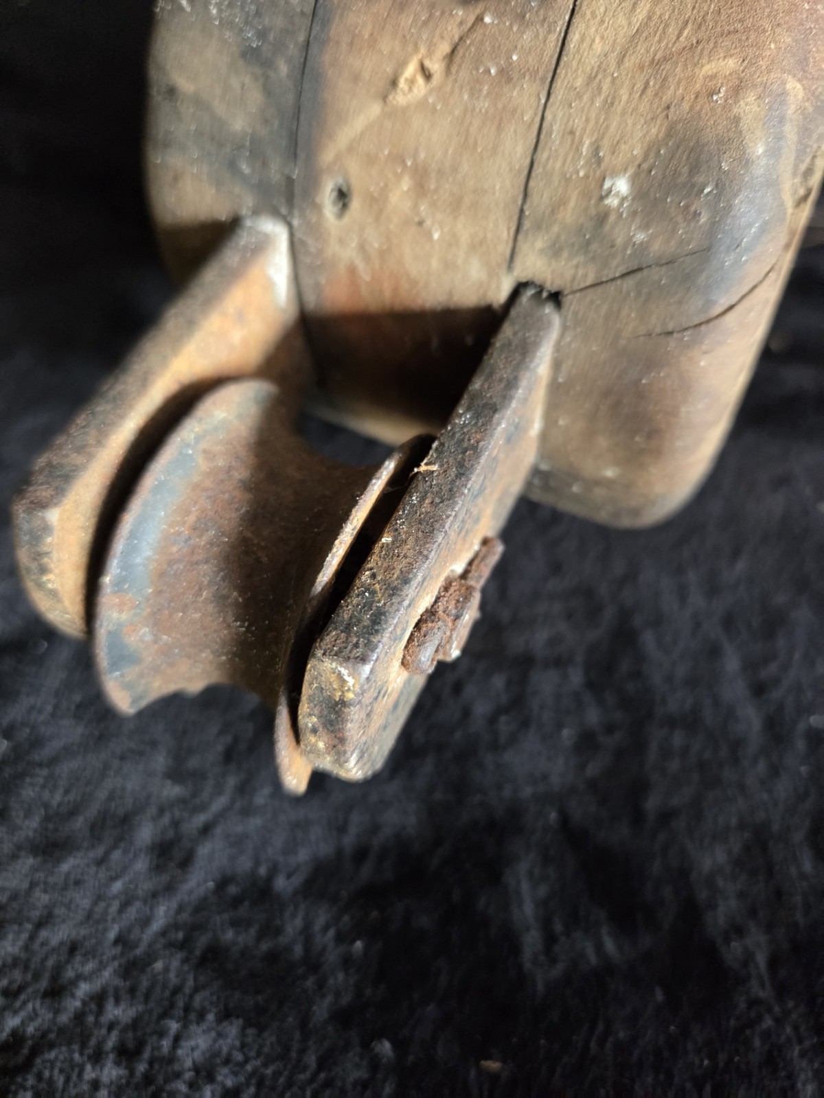 Vintage Antique Wood Steel Pulley – Barn Industrial Primitive Rustic Decor HUGE