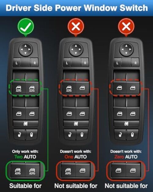 Power Window Switch Driver Side Replacement for 2009 2009-2012 Ram 4602863AD