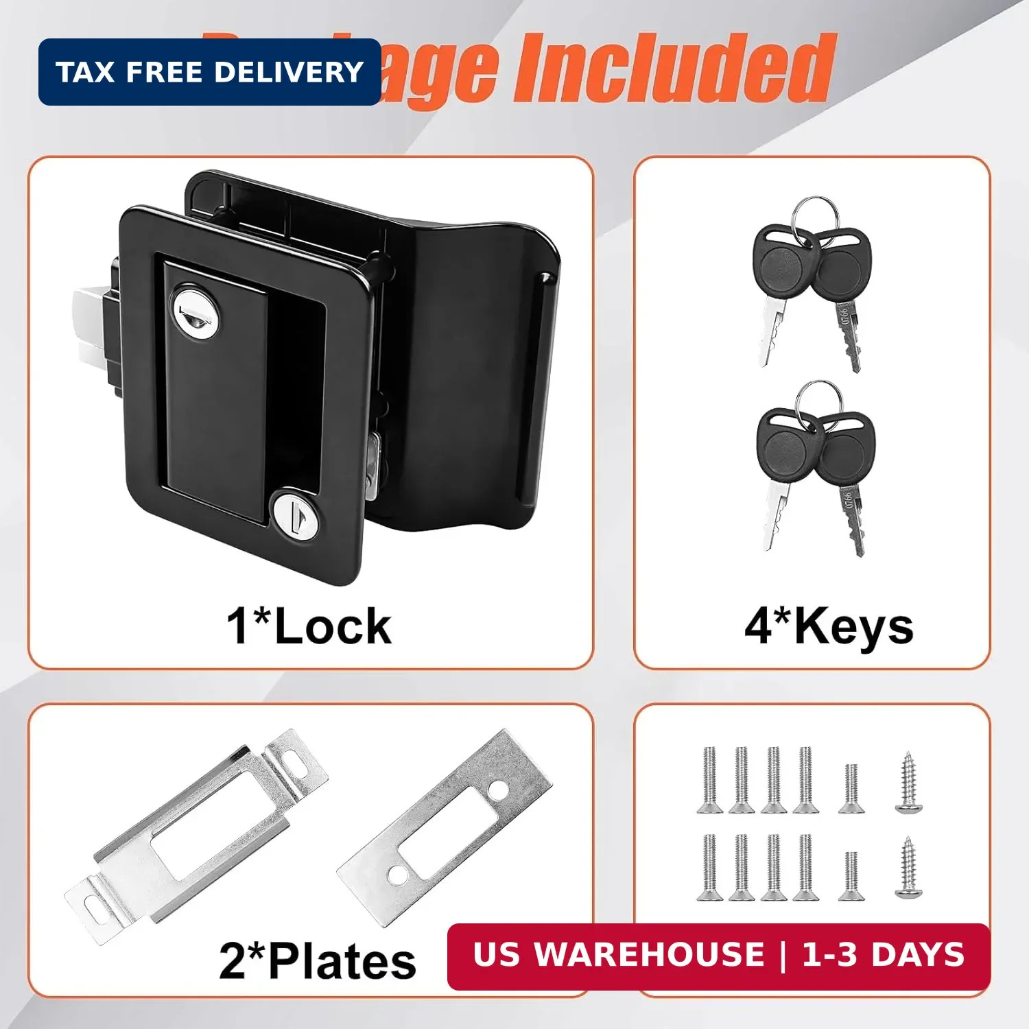 Siasky Black RV Door Lock Replacement, Upgraded RV Door Latch with Paddle Deadbo