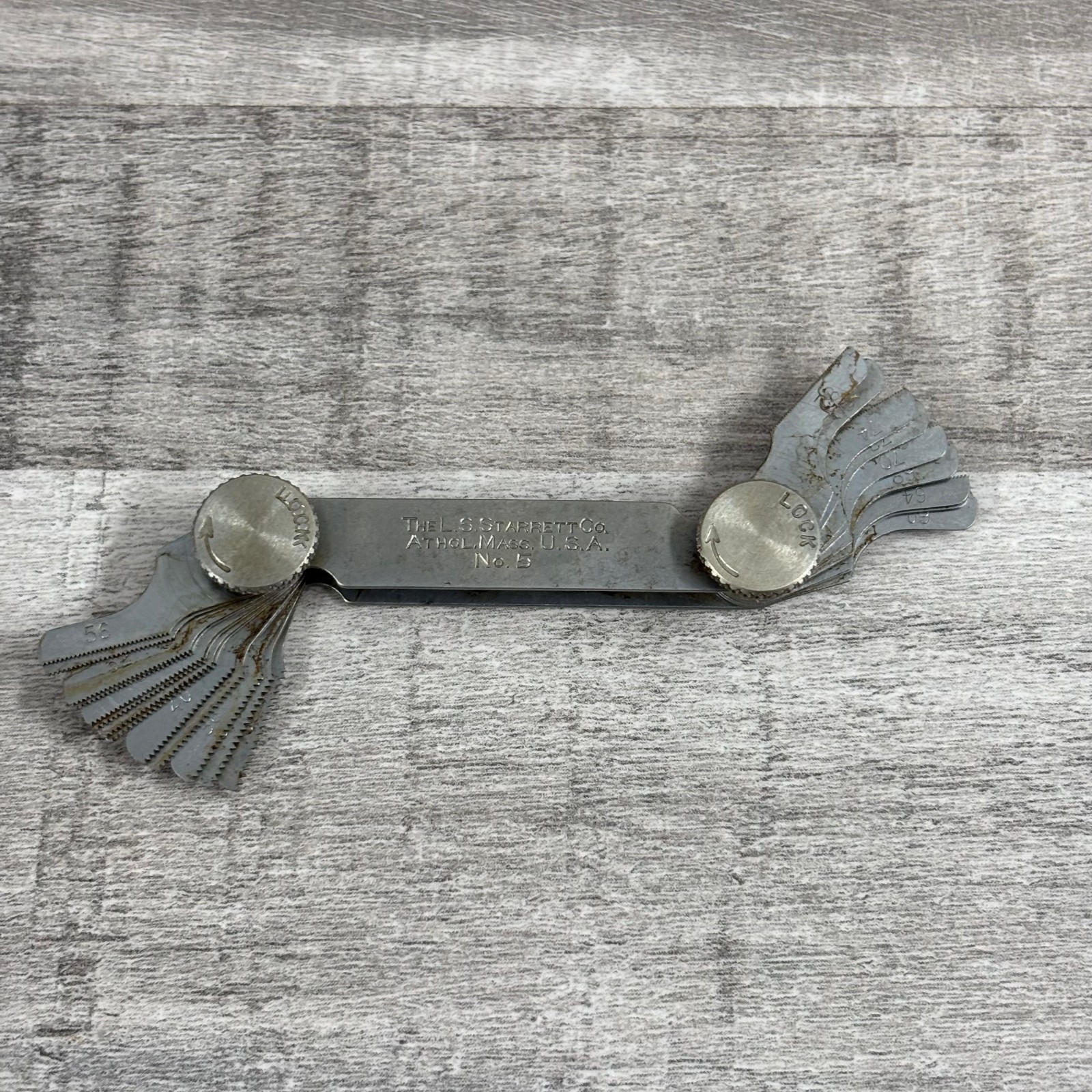 L.S. STARRETT No. 5 SCREW PITCH GAGE – WITH BOX – MADE IN USA