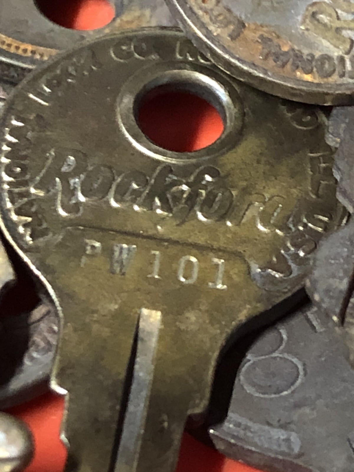 National Lock Rockford ILL USA Key Lot. 32 Vintage Brass Keys