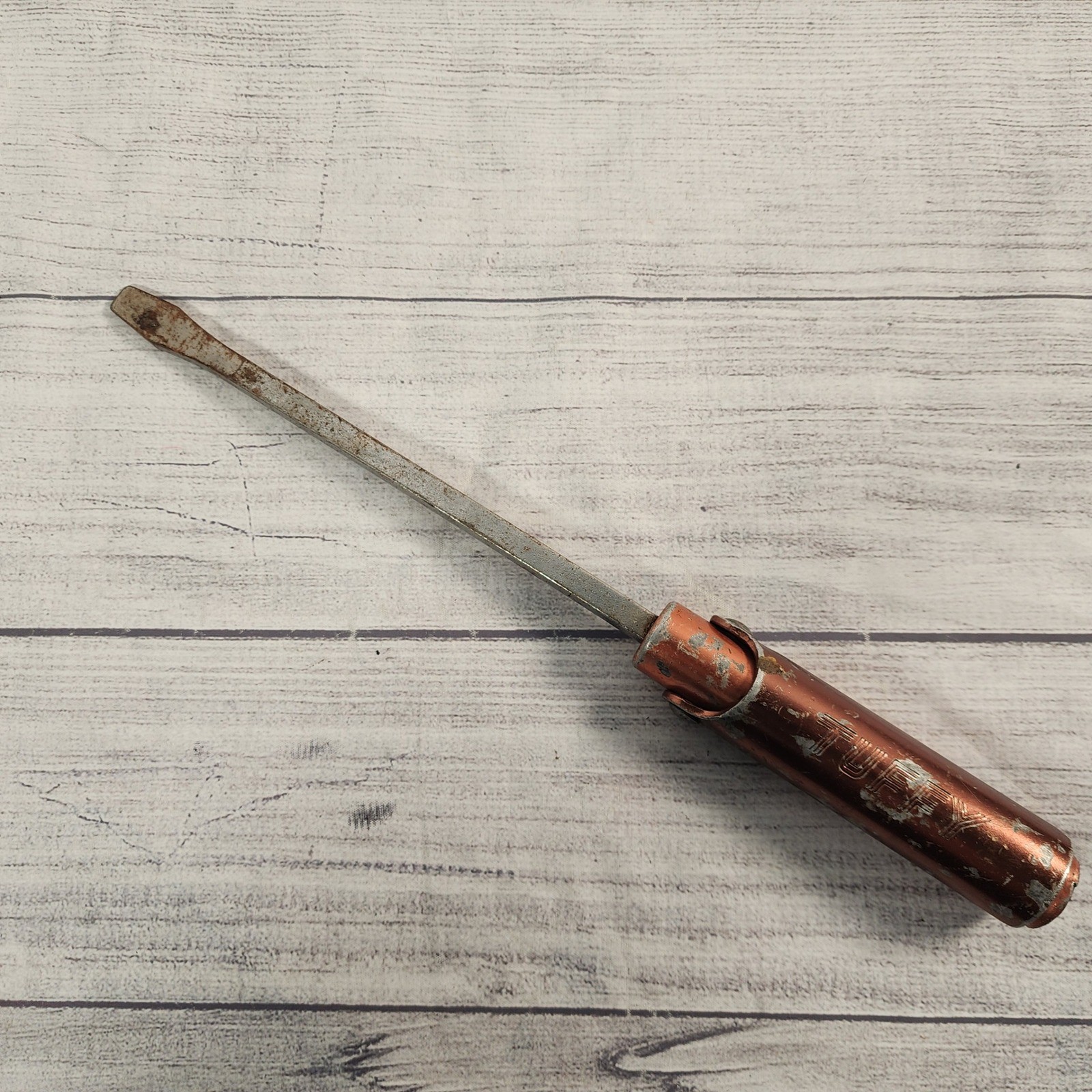 Vintage Tuffy Salem Tool Mfg Flat Head Screwdriver Lever Handle Copper Tone USA